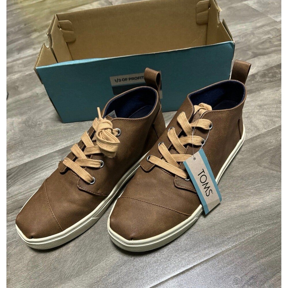 NEW Tom’s Botas Cupsole Toffee Microsuede Shoes Toms Brown Loafers Youth 5
